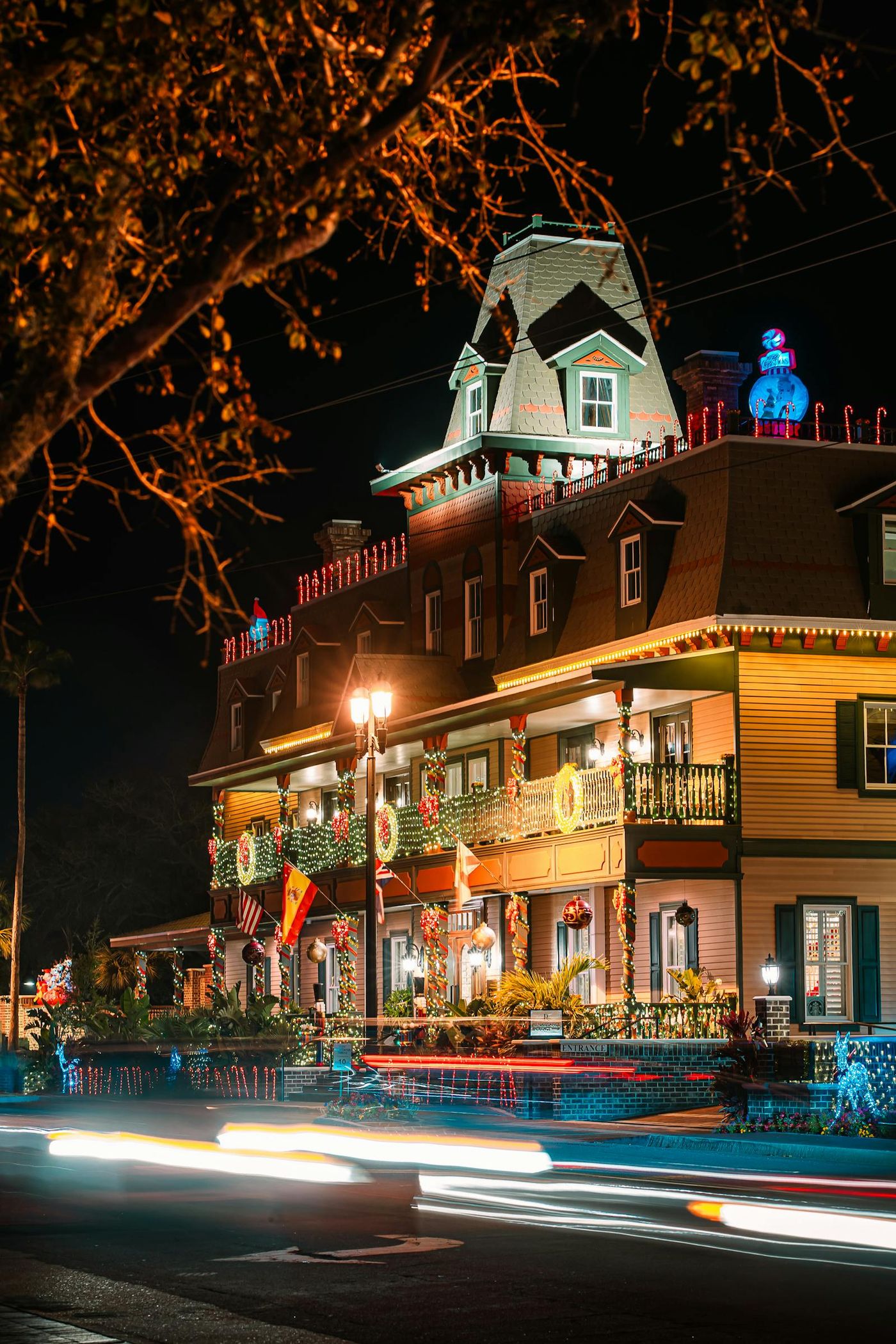 Historic St Augustine — Bridge of Lions, Castillo de San Marcos, Flagler College, Nights of Lights